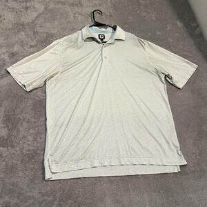 FootJoy Lisle Polo Shirt Mens Large White Floral Golf Performance Stretch 26547
